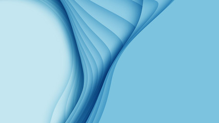 Poster - Vector 3D abstract background with paper cut shapes. Blue carving art. Paper craft landscape with gradient fade colors. Minimalistic design layout for business presentations, flyers, posters.