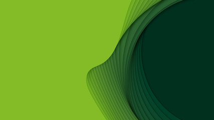 Wall Mural - vector 3d abstract background with paper cut shapes. green carving art. paper craft landscape with g