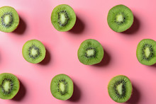 Tasty Sliced Kiwi On Color Background