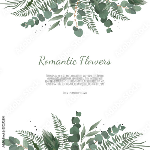 Vector floral botanical card design with leaves