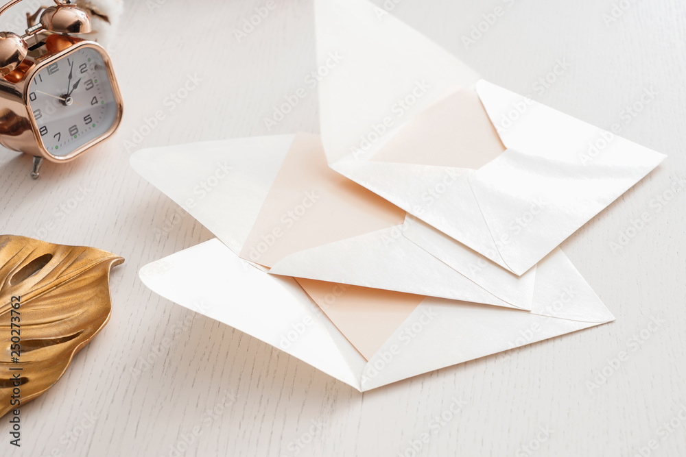 Blank envelopes on table