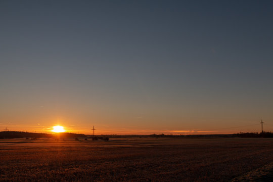 Sunrise or sunset in the countryside