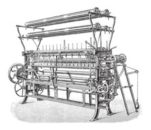 Old Knitting Loom / Vintage Illustration From Meyers Konversations-Lexikon 1897 