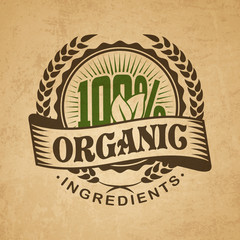 Wall Mural - Natural organic food logo on paper background