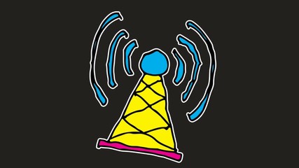 Poster - kids drawing black screen with theme of antenna signal