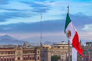 Wall Mural - Mexican Flag Presidential National Palace Balcony Zocalo Mexico City Mexico