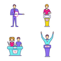 Wall Mural - Quiz show color icons set