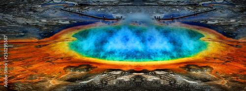 Cuadros en Lienzo Grand Prismatice Pool Steam Yellowstone Tour Sight