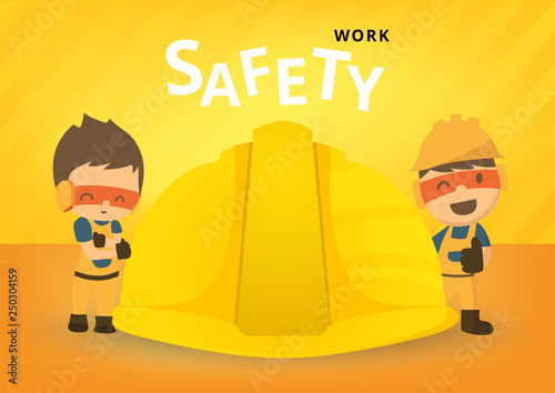 Construction Worker Repairman Banner Safety First Health And