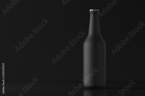 Download Beer Bottle Matte Black On A Dark Background Mock Up 3d Rendering Stock Illustration Adobe Stock
