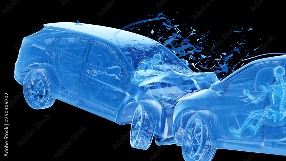 Collide With 3d rendered illustration of two colliding cars Stock Illustration ...