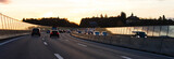 cars on the motorway at sunset