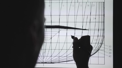 Wall Mural - designer architect using creative pen display tablet while working at night. drawings on the interac