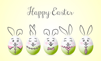 Wall Mural - happy easter bunny vector card background