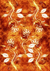 Poster - Artistic abstract flowery artwork on a unique fiery background