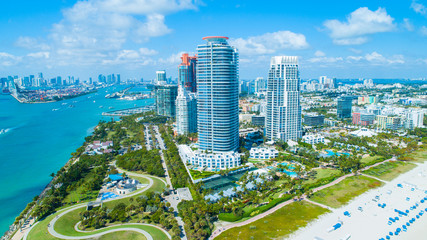 Wall Mural - Aerial view of Miami Beach, South Beach, Florida, USA. 
