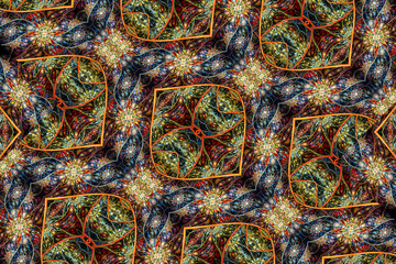 Poster - Abstract computer generated multicolored unique fractal patterns background