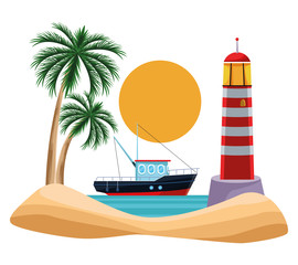 Sticker - seashore landscape cartoon