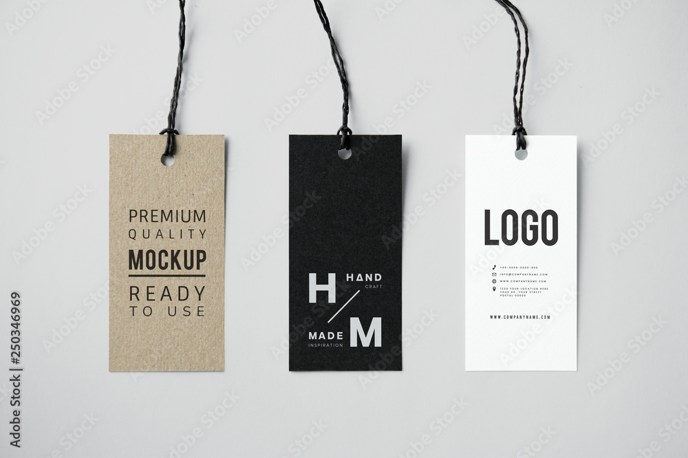 Three fashion label tag mockups Stock Photo | Adobe Stock