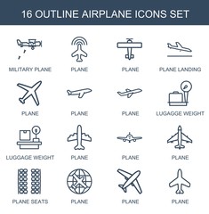 Wall Mural - 16 airplane icons