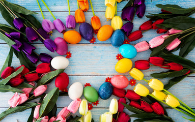 Happy Easter Day and spring background