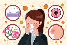 Cartoon Woman With Hay Fever