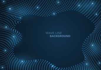 Futuristic abstract wave dot gradient line and illuminated light ball template background