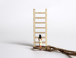 © Hyejin Kang - A miniature woman standing in front of a wooden ladder