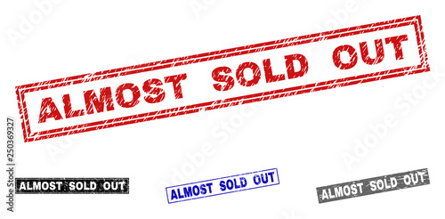 Grunge ALMOST SOLD OUT rectangle stamp seals isolated on a white background Tableau sur Toile