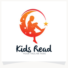 Poster - Kids Reading Logo Design Template Inspiration