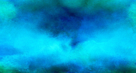 cosmic neon light blue watercolor background. paper textured aquarelle deep black canvas for modern 
