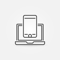 Poster - smartphone with laptop vector concept outline icon or symbol