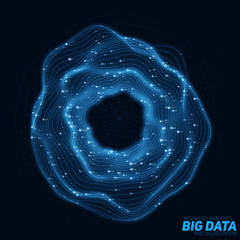 Poster - Big blue data circular visualization. Futuristic infographic. Information aesthetic design. Visual data complexity. Complex data threads graphic. Social network representation. Abstract graph