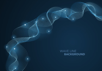 Wall Mural - Futuristic abstract wave dot gradient line and illuminated light ball template background