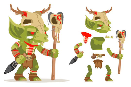 shaman goblin dungeon dark wood monster evil minion fantasy medieval action rpg game character layer