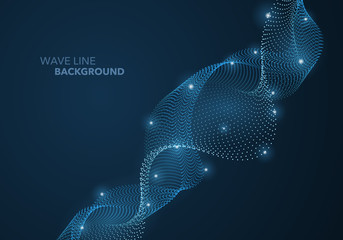 Wall Mural - Futuristic abstract wave dot gradient line and illuminated light ball template background