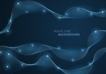 Wall Mural - Futuristic abstract wave dot gradient line and illuminated light ball template background