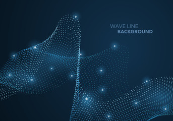 Wall Mural - Futuristic abstract wave dot gradient line and illuminated light ball template background