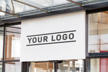 Outdoor Sign On Shop Front Window Mockup
