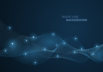 Wall Mural - Futuristic abstract wave dot gradient line and illuminated light ball template background