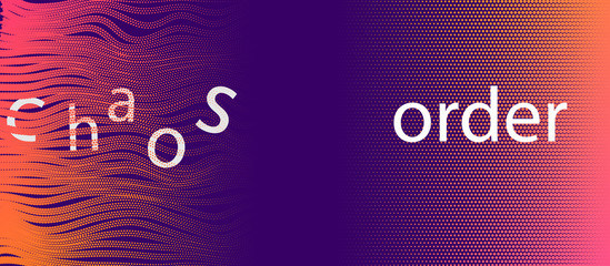 Fototapete - abstract concept from chaos to order with half tone background