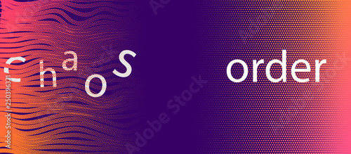 Fotomural abstract concept from chaos to order with half tone background