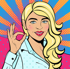 Wall Mural - Sexy pop art women. Vector background in comic style retro pop art. Invitation to a party. Face close-up.