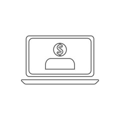 Fototapete - financial man in the monitor icon. Element of Finance for mobile concept and web apps icon. Outline, thin line icon for website design and development, app development