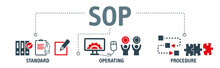 SOP, Standard Operating Procedure. Vector Concept With Icons