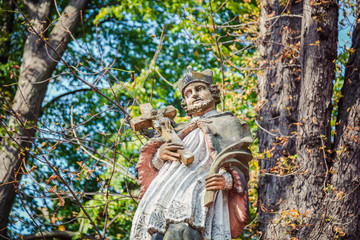 Lancut castle. Statue in Park surrounding the castle