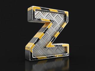 Poster - Yellow striped metallic font - letter Z. Image with clipping path