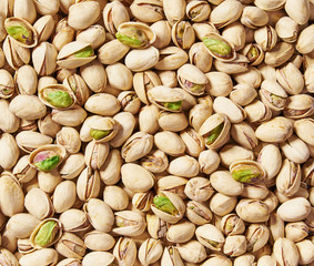 Pistachios background   close-up.Top view