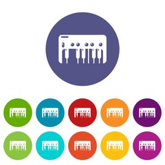 Poster - Synthesizer piano icons color set vector for any web design on white background