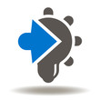 Light bulb arrow integration icon vector. Integrate innovative technology logo. Innovation ideas integrated symbol.